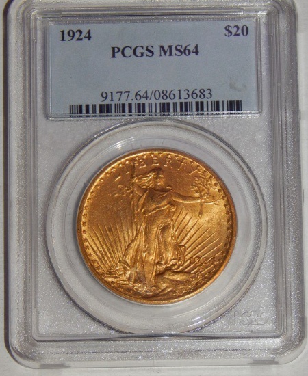 1924 GRADED MS64 $20 GOLD COIN