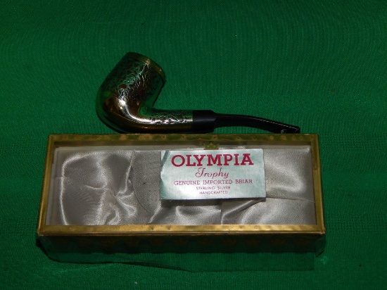 OLYMPIA STERLING SILVER BRIAR PIPE IN BOX