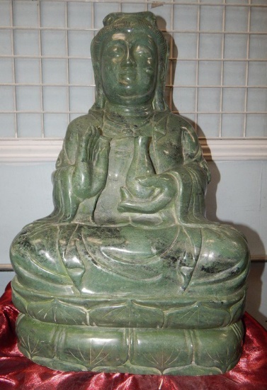 LARGE HEAVY JADE BUDDAH SCULPTURE