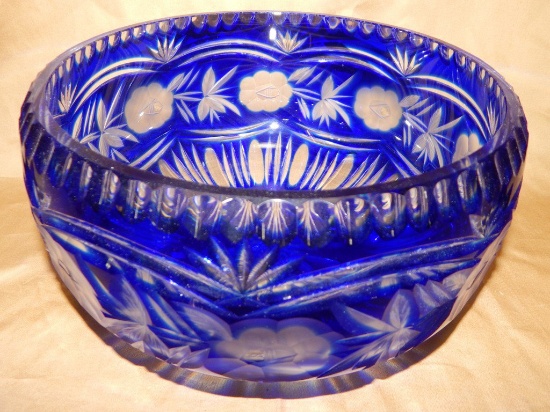 BOHEMIAN COBALT BLUE CRYSTAL BOWL