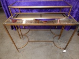 NEW 2 PC GOLD METAL SOFA TABLES