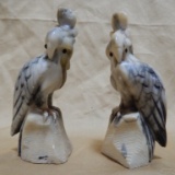 2 MARBLE PETITE BIRD SCULPTURES