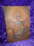 VINTAGE JESUS PAINTING ON METAL