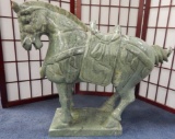 LARGE HEAVY JADE HORSE SCULPTURE