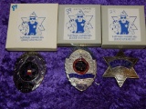 3 LAWMAN BADGES IN BOXES