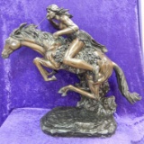 S. KELIAN INDIAN WITH HORSE BRONZE SCULPTURE