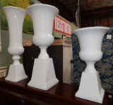 3 TALL WHITE RESIN URNS NEW