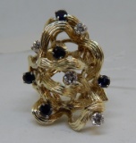 14KT YELLOW GOLD SAPPHIRE AND DIA.RING
