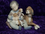 LLADRO BOY WITH DOGS FIGURENE