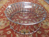 LARGE METAL GLASS TOP COFFEE TABLE