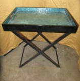 METAL BASE STAND BLUE TOP
