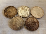 SET OF 5 MORGAN DOLLARS (SEE PICTURES FOR DATES)