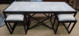 NEW COFFEE TABLE WITH 2 PADDED STOOLS