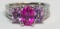 14K Gold Pink/Purple Sapphire Diamond Ring