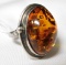 Sterling Silver And Amber Ring