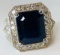 14K White Gold Sapphire Diamond Ring