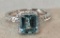 14K White Gold Aquamarine Diamond Ring