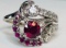 14K White Gold Ruby Diamond Ring