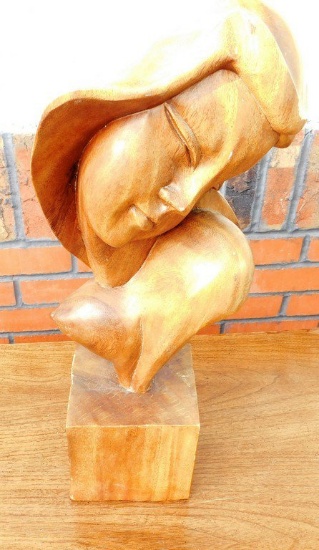 Carved Wood Figural Bust