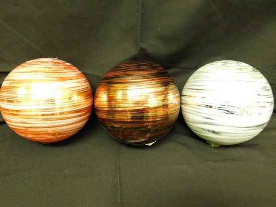 Lot Of 3 Handspun Art Glass Balls