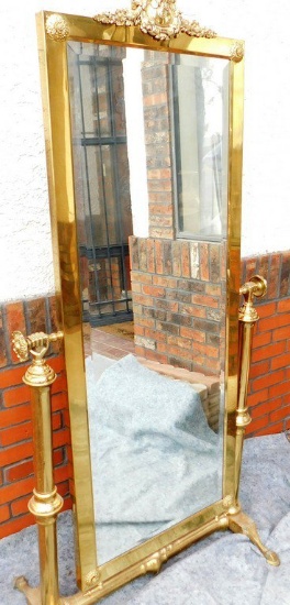 Antique Brass Cheval Mirror