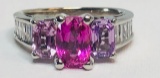 14K Gold Pink/Purple Sapphire Diamond Ring
