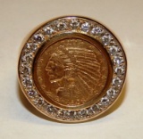 14K Gold 2 1/2 Dollar Coin Diamond Ring
