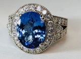 14K White Gold Tanzanite Diamond Ring