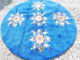 Blue Wool Round Area Rug