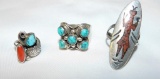 3 Sterling Silver Native American Rings