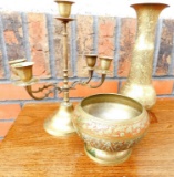 Brass Vases And Candle Holder