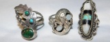 3 Sterling Silver Native American Rings