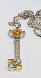 14K Gold Yellow Sapphire Diamond Necklace