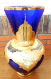 Bohemian Cobalt Art Glass Vase