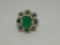 14KT EMERALD AND DIAMOND RING