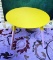 ROUND YELLOW WOOD END TABLE