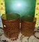 PAIR OF ROUND GOLD ACCENT BARREL TABLES