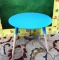 ROUND BLUE WOOD END TABLE