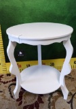 NEW WHITE ROUND WOOD END TABLE