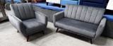 NEW DESIGNOR STYLE MATCHING GREY COUCH AND LOVE SEAT