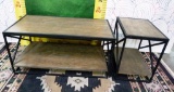 NEW WOOD/METAL COFFEE AND END TABLE SET