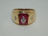10KT RUBY AND DIAMOND RING
