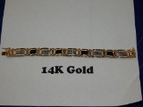 14K GOLD INLAID HEAVY BRACELET 40.6 GRAMS