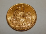 1962 1.50 OZ 50 SOLES SEATED LIBERTY PERUVIAN GOLD COIN