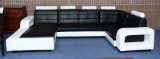 LARGE LEATHER WHITE/BLACK SECTIONAL