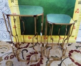 PAIR OF GOLD ACCENT TABLES MIRROR TOP