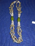 TRIPLE STRAND PEARL & JADE NECKLACE