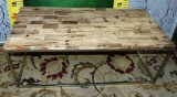 LARGE WOOD TOP NEW COFFEE TABLE