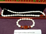 PEARL AGATE NECKLACE AND BRACELET SET