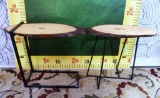PAIR OF 2 NEW RAW WOOD TOP TABLES